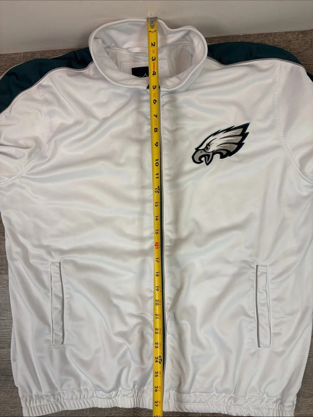 NFL Philadelphia Eagles Full Zip Track Jacket White Green Mesh Lined XL